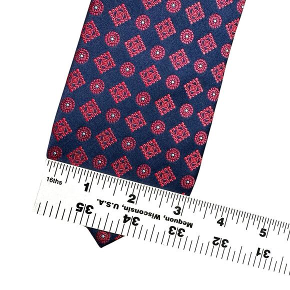 Countess Mara Silk Tie Mens Necktie Blue Red Geometric 57x3 Preppy - Picture 4 of 6